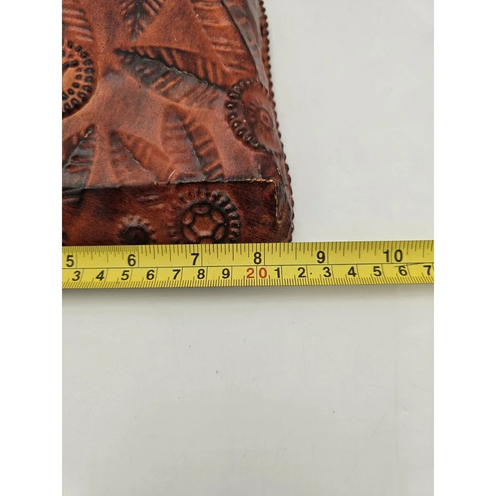 Metal Hanging Wall Pocket Orange Floral‎ Repousse Embossed